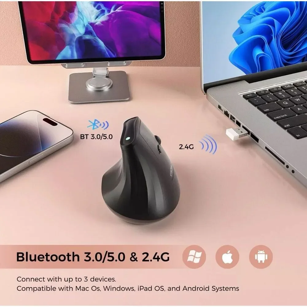 KYSONA 57° Ergonomic Wireless Tower Mouse Vertical Quiet Ergo Mouse New Open Box